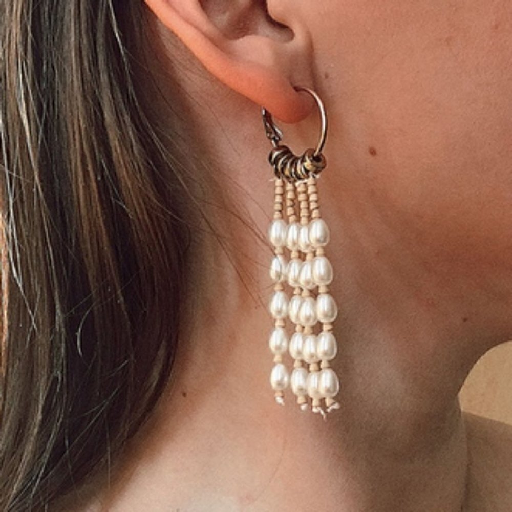 Elegant Womens drop pearl earrings prom wedding jewelry